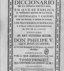 Diccionario de la lengua castellana, en que se explica el verdadero sentido de las voces, su naturaleza y calidad, con las phrases o modos de hablar […] Tomo primero. Que contiene las letras A.B.(1726) document 444481