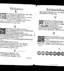 Bibliotheca doctoris Gabrielis Sora... - - : incipiens a cognominibus auctorum frequ¯eter citari solitis, interdum à nominibus quandoq à fedibus materiarum, ordine alphabetico congesta... martij 1618(1618) document 543322