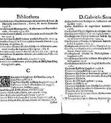 Bibliotheca doctoris Gabrielis Sora... - - : incipiens a cognominibus auctorum frequ¯eter citari solitis, interdum à nominibus quandoq à fedibus materiarum, ordine alphabetico congesta... martij 1618(1618) document 543337