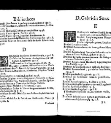 Bibliotheca doctoris Gabrielis Sora... - - : incipiens a cognominibus auctorum frequ¯eter citari solitis, interdum à nominibus quandoq à fedibus materiarum, ordine alphabetico congesta... martij 1618(1618) document 543338