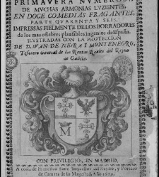 Enc. pasta -- La primera comedia, excepto las h. 11 a 14, es de otra composici&oacute;n tipogr&aacute;fica y, en h. 1 no consta ""Dedicala &agrave; la Hermandad del Glorioso Santo. Represent&ograve;la Escamilla a&ntilde;o de 1678"" Parte XLVI (1679)(1679) document 583981