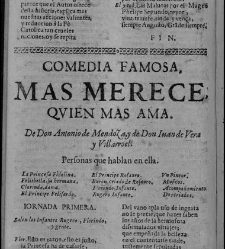 Enc. pasta -- La primera comedia, excepto las h. 11 a 14, es de otra composici&oacute;n tipogr&aacute;fica y, en h. 1 no consta ""Dedicala &agrave; la Hermandad del Glorioso Santo. Represent&ograve;la Escamilla a&ntilde;o de 1678"" Parte XLVI (1679)(1679) document 584386