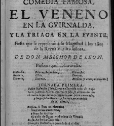 Enc. pasta -- La primera comedia, excepto las h. 11 a 14, es de otra composición tipográfica y, en h. 1 no consta ""Dedicala à la Hermandad del Glorioso Santo. Representòla Escamilla año de 1678"" Parte XLVI (1679)(1679) document 584427