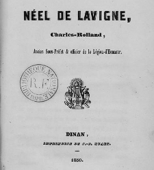 Souvenirs de Néel de Lavigne - Néel de Lavigne, Charles-Rolland - 1850 document 413250