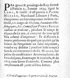 Les Songes de Phestion, paradoxes physiologiques. Ensemble un dialogue de l'immortalit&eacute; de l'&acirc;me et puissance de nature, par Pierre Bailly,...(1634) document 455022