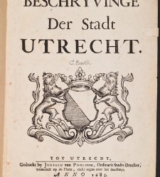Beschryvinge der stadt Utrecht.(1685) document 537824