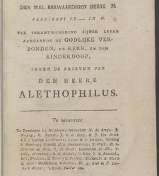 Philadelphus aan zijnen broeder [...] ter verantwoording zijner leere aangaande de godlijke verbonden, de kerk, en den kinderdoop, tegen de brieven van den heere Aletophilus(1789) document 539273