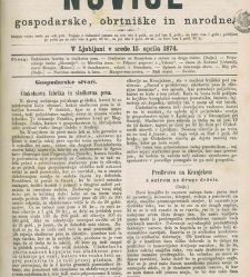 Kmetijske in rokodelske novize(1874) document 518227